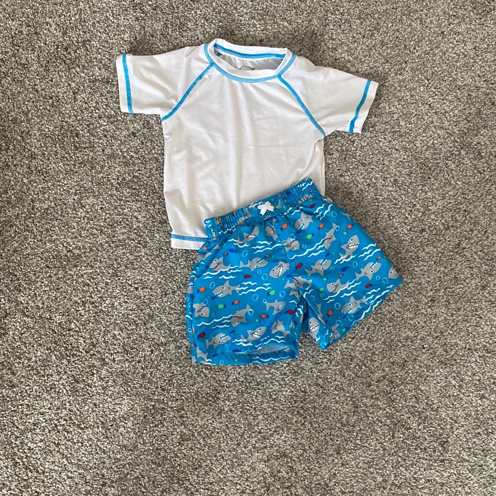 Baby boy 3-6 month swim set - trunks and swim shirt